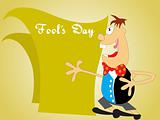 fools day background with cartoon