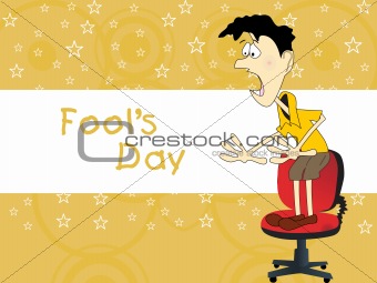cartoon stand on chair with star background