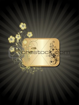 golden floral frame isolated on black