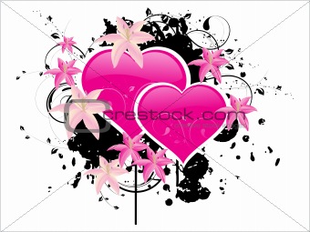 heart-shape with grunge flower pattern