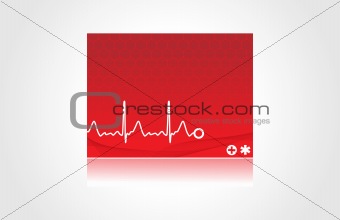 normal electronic cardiogram on red background