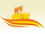 palm tree with grunge waves vector illustration
