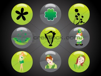 patrick's day icon set 17 march