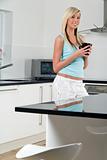 Lifestyle of model in kitchen