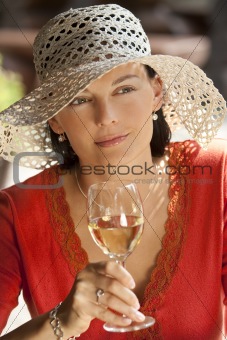 Beautiful Woman Drinking Wine