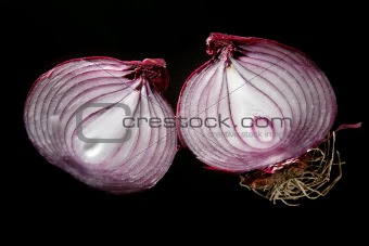 Red onion sliced in two parts