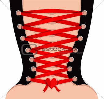 Vector rear view of sexy girl in corset 