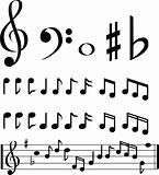 black and white music note selection