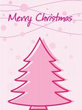 pink background with christmas tree and snow