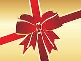 red christmas bow on golden background wallpaper