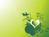 romantic grungy heart vector wallpaper, gradient green