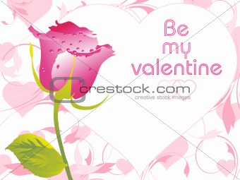 romantic vector background with red rose, vector