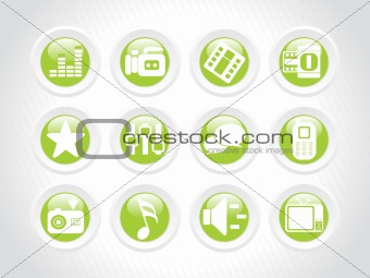 rounded abstract beautiful web glassy icons set, green