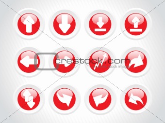 rounded arrow series icons, red