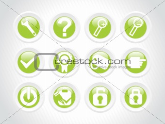 rounded abstract beautiful web glassy icons set, green