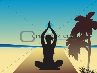silhuette vector wallpaper of yoga concept in sitting position