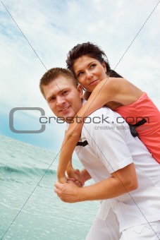 Man and woman on  beach