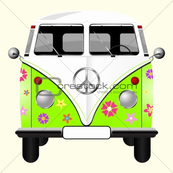 Flowered hippie van