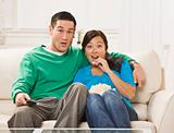 Surprised Couple Watching TV