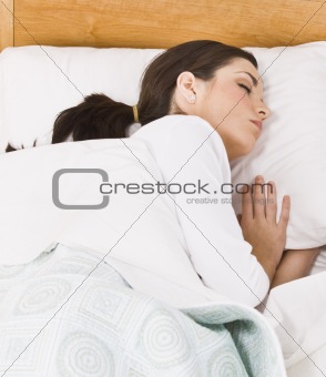 Young Woman Sleeping on Her Side