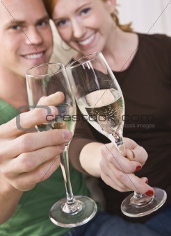 Attractive Young Couple Toasting