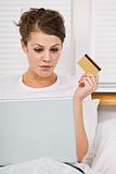 Attractive Woman with Credit Card and Laptop