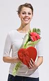 Attractive woman and valentines day gifts