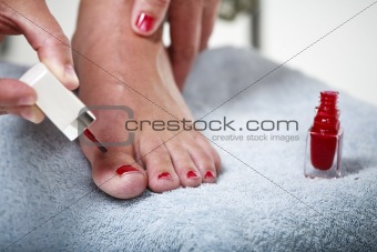 Toes with nail polish