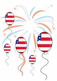 Balloons on firework background for independence day