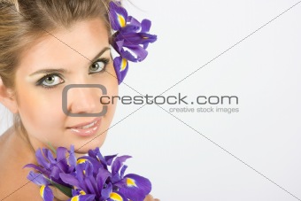 Close-up fresh portait with iris flowers