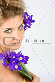 Close-up fresh portait with iris flowers