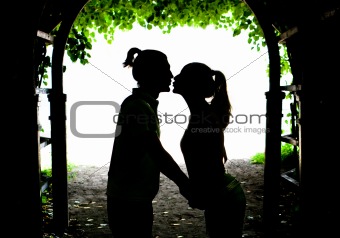 Two lovers kissing
