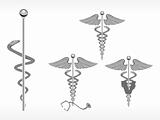 medical caduceus icon set