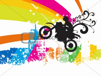 motocross rider in the air, illustration