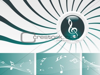 music background with different notes on the white