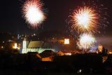 Fireworks in old town Brasov