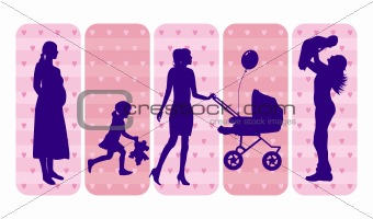 Mothers and children silhouettes