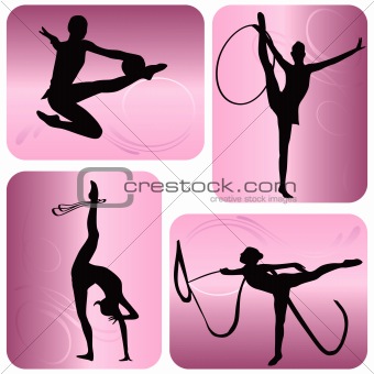 Rhythmic gymnastics silhouettes
