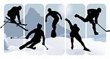 Winter sport silhouettes