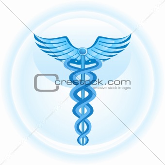Caduceus Medical Symbol - Blue Background