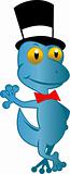 Gecko standing with tie and top hat
