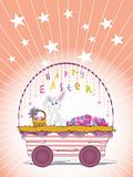easter bunnie in the basket, illustration