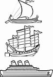 three nautical ships