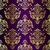 Intricate Gold-on-Purple seamless sari pattern