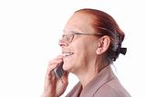 Middle aged woman talking on phone