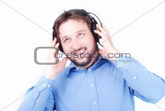 Young young beautiful man with headphones