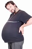 Pregnant man in black shirt