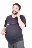 Pregnant man talking on the phone