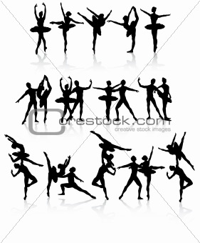 Isolated ballet dancers