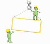 3d builders, lowering a frame on a hook